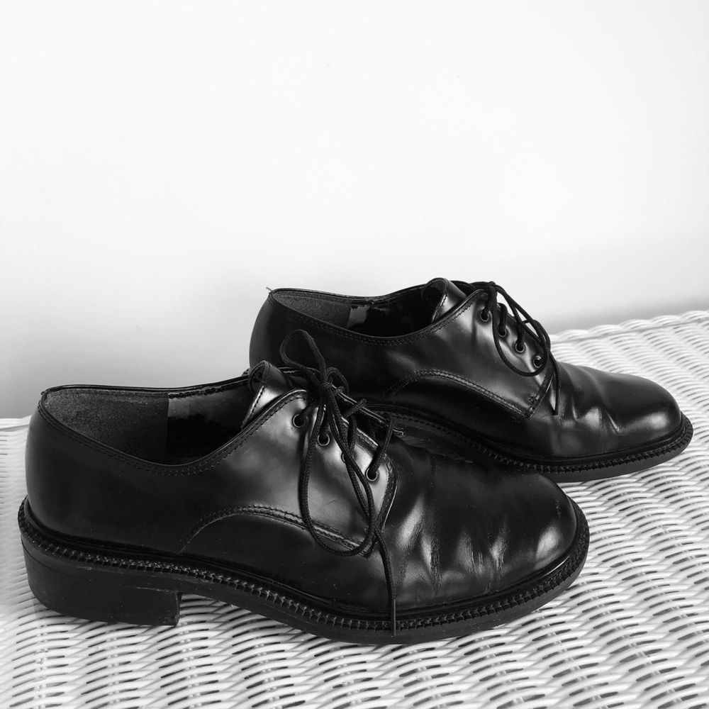 Enzo Angiolini 90s Black Leather Lace-Up Oxford, lug sole Shoes sz 7.5M - Picture 8 of 16